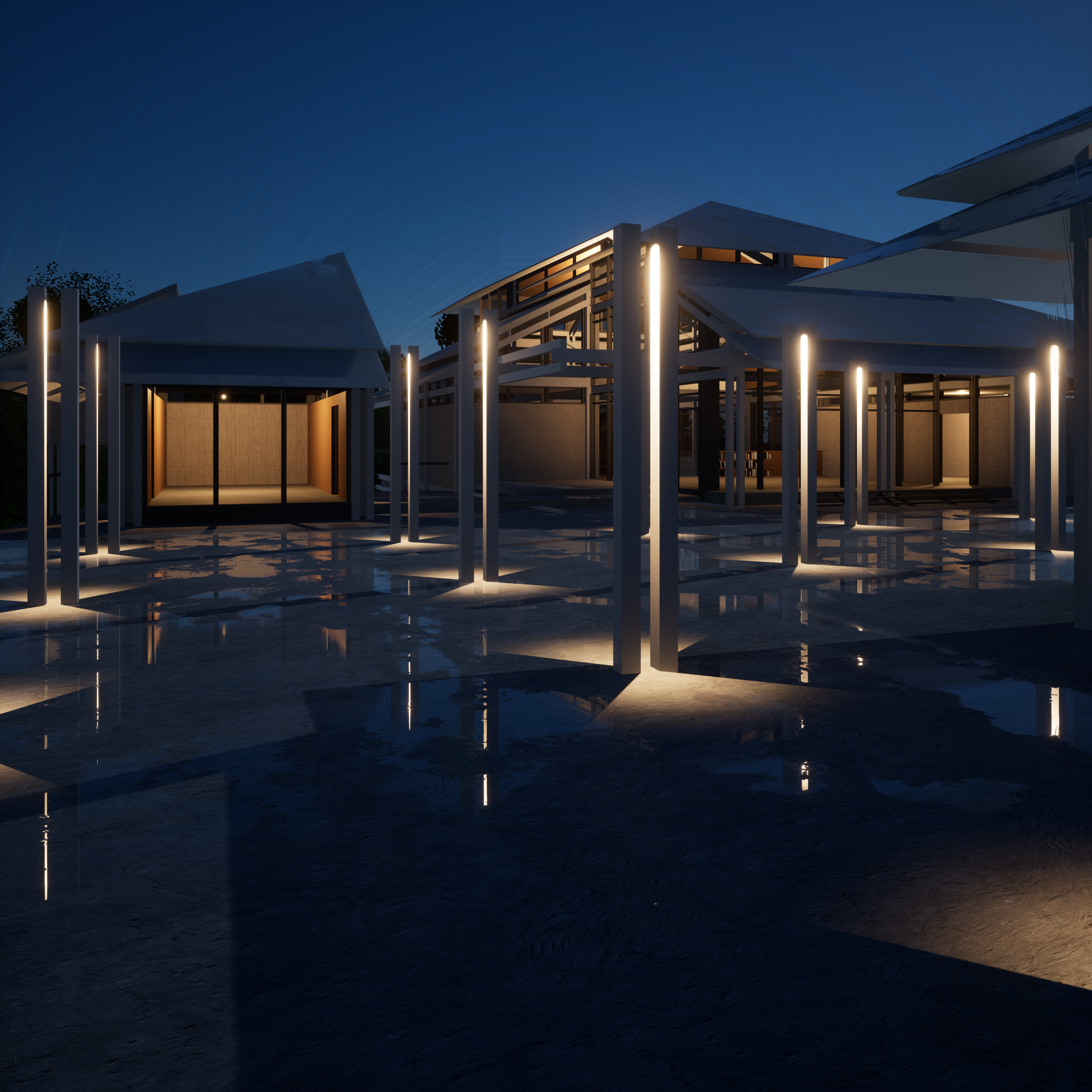 Rendering of the central square at night